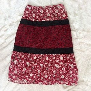 Apostrophe Red/Black/White Tiered Midi Skirt | 14